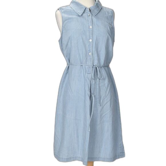 Soft Surroundings Tory Chambray Sleeveless Button Down Dress Size M {NWT} - Picture 1 of 2